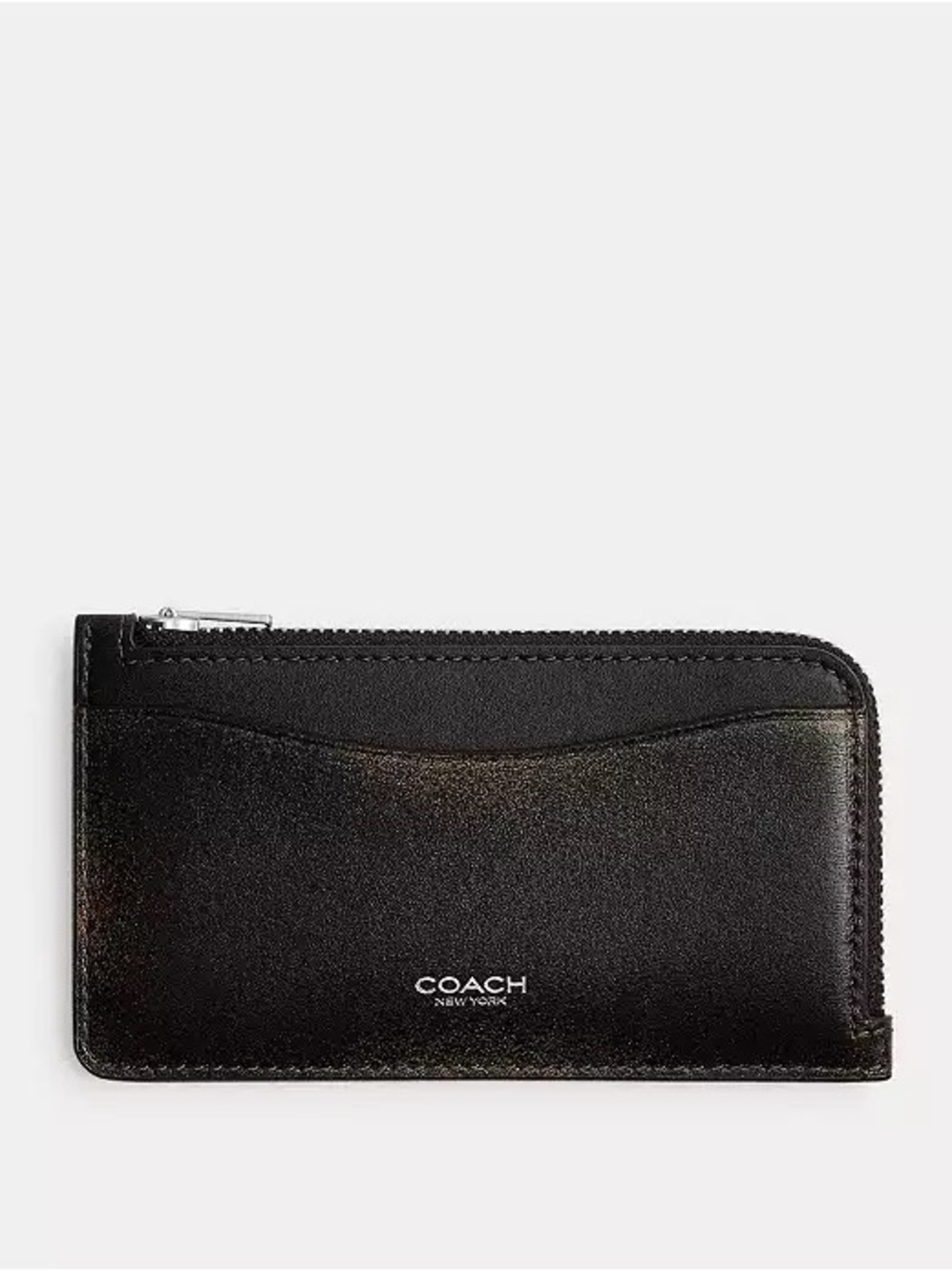Coach New York Zip Card Case in Ruboff Glovetanned Loved Leather Black/Brown NWT - Picture 16 of 16